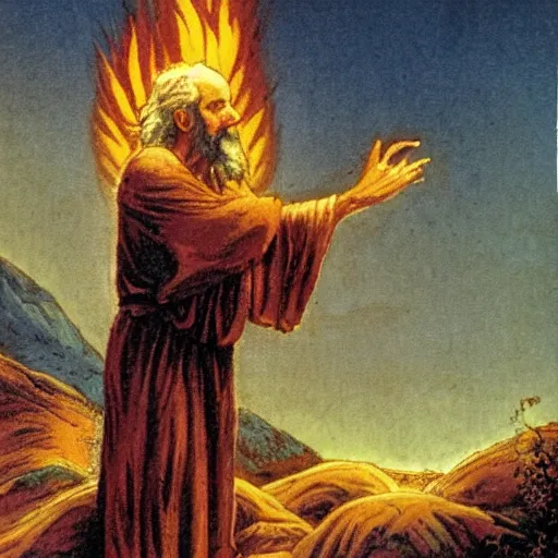 Prompt: moses and the burning bush