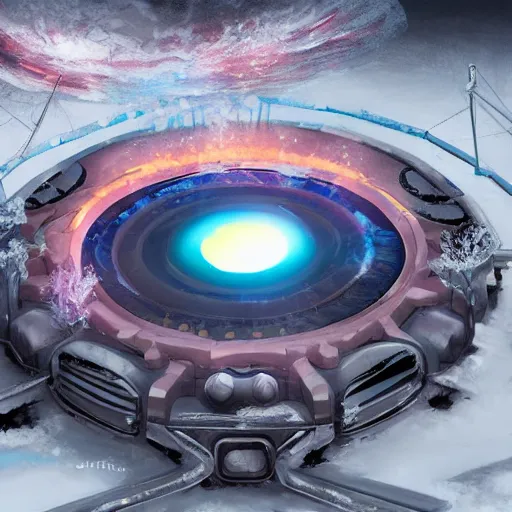 Image similar to fusion reactor in icy conditions,artstation,highly detailed