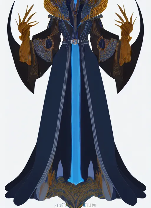 Image similar to hawk and raven headed warlock, wind magic, blue robes, exquisite details, full body character design on a white background, by studio muti