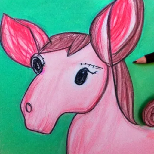 Prompt: child's drawing of a pony.