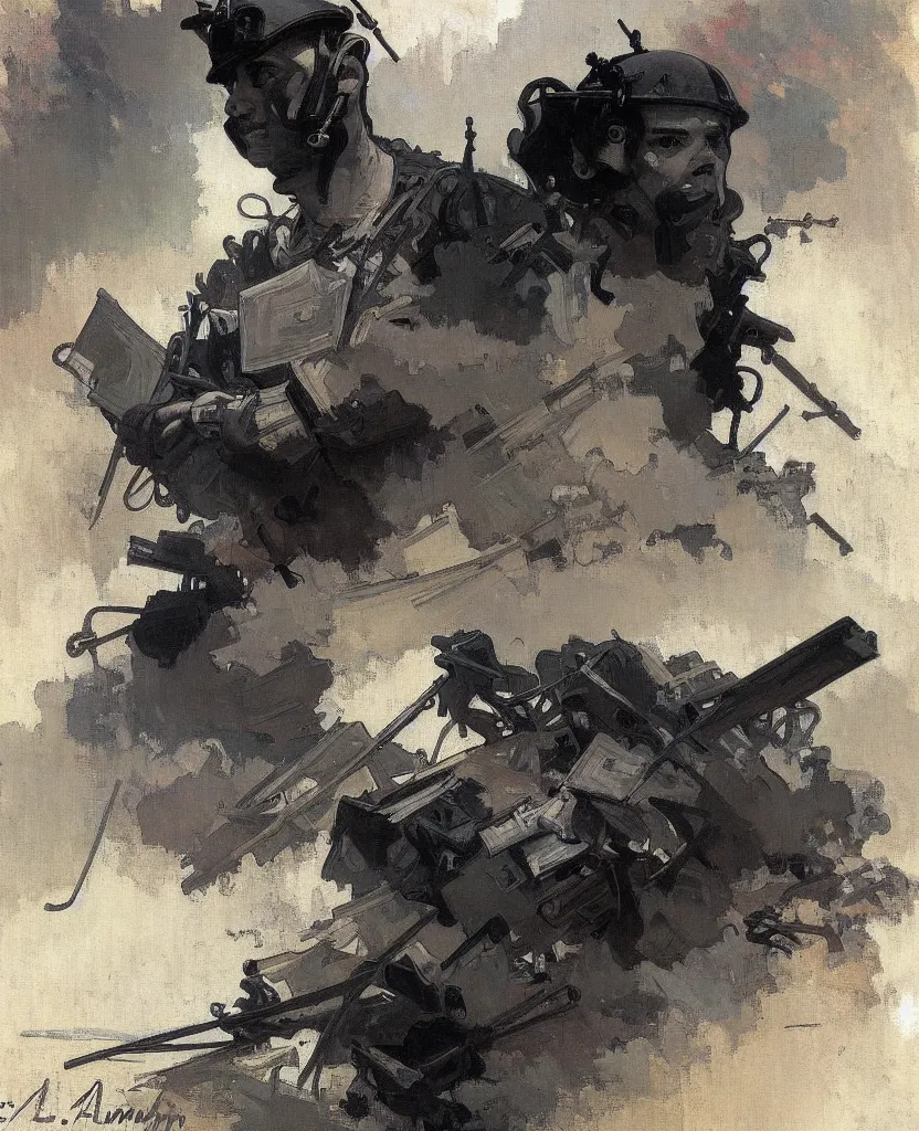 Image similar to a painting of lots of words in a hand written letter by a soldier in el alamein battle, war wwii, explosions, black and white, jeremy mann, alphonse mucha