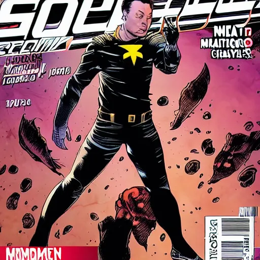 Image similar to elon musk as dc comic cover