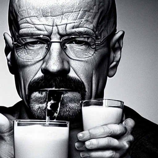 Image similar to walter white drinking milk