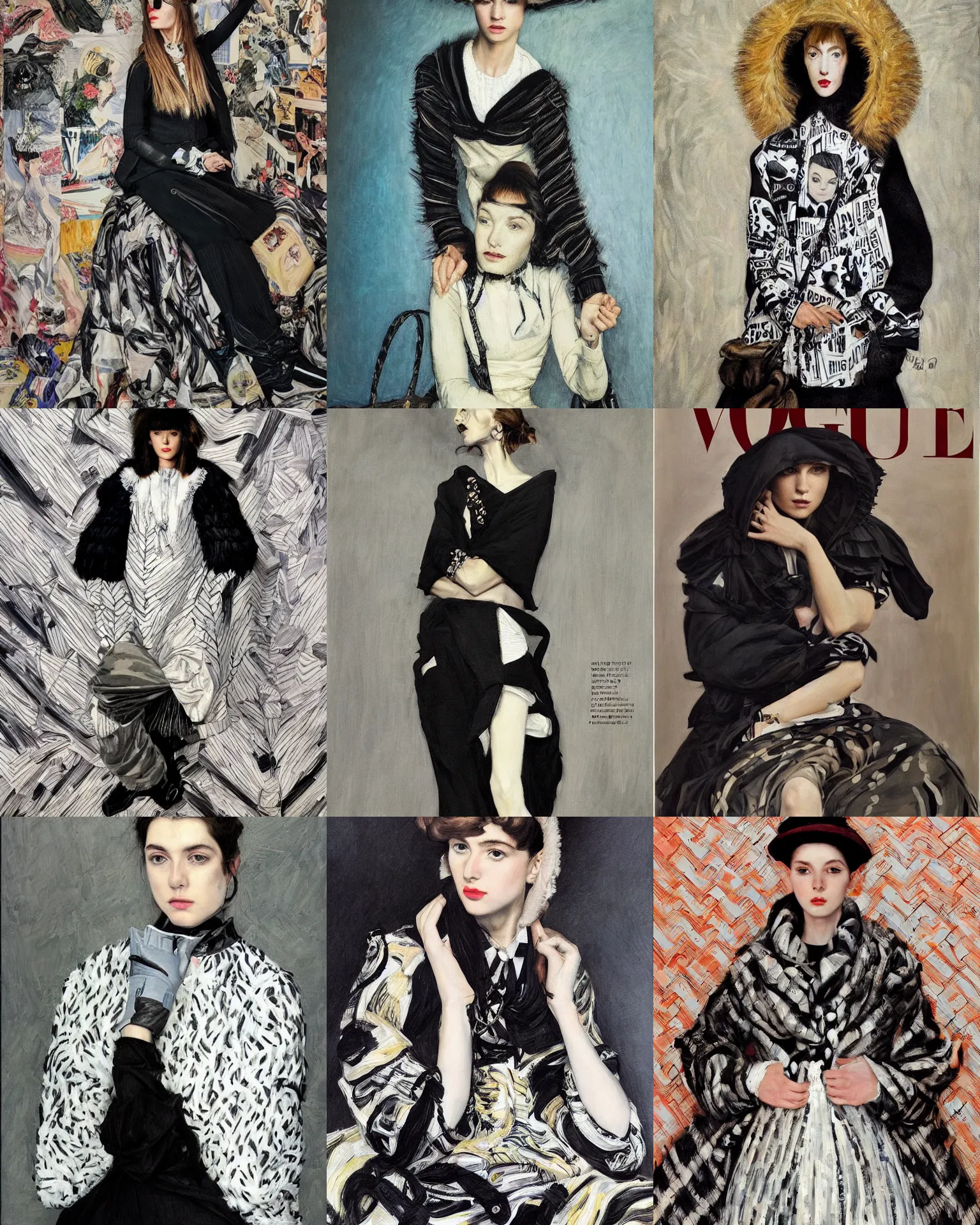 Prompt: a highly - detailed, modern streetwear, full - length portrait painting. james tissot, vogue magazine, zinaida serebriakova, edward hopper, annie leibovitz. a modern!!!!! 2 0 1 0 s vogue fashion photography portrait, studio photography portrait, simple background, fully - clothed!!!.