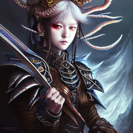Image similar to a blahsen human ranger!!!, fantasy, dungeons and dragons, an ultrafine detailed painting by ayami kojima, cgsociety, fantasy, anime digital art, lovecraftian, cosmic horror, detailed painting