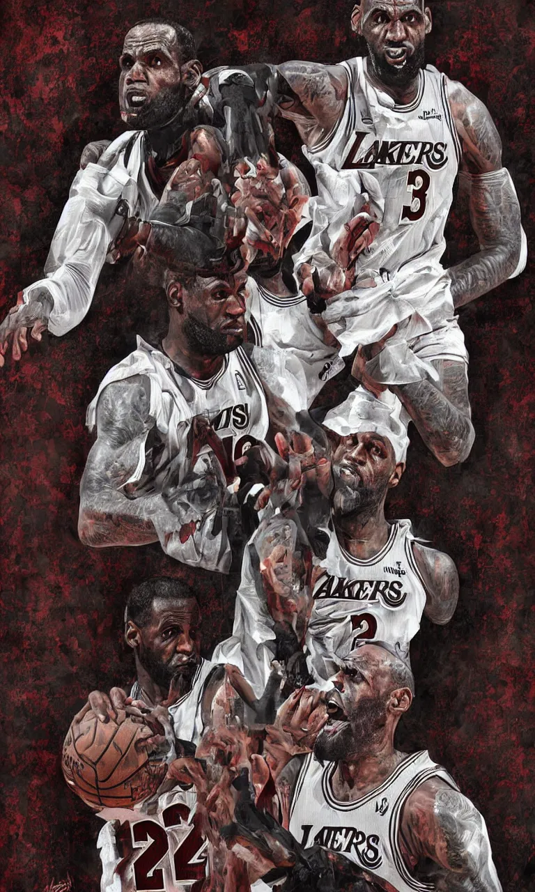 Image similar to a detailed digital art portait of undead lebron james, art by norman rockwell, pixar style