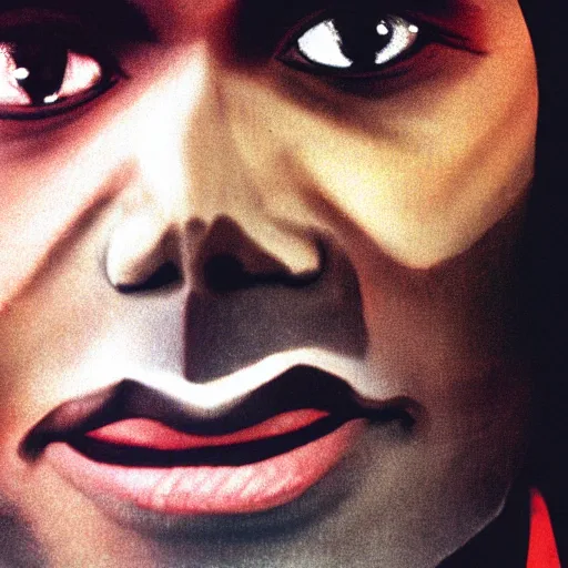 Prompt: half white half black bisected Michael Jackson facial closeup highly-detailed photo