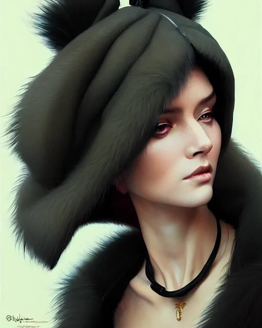 Prompt: fur - lined dragonhide jacket!!! beautiful and elegant female!! gorgeous ayes!! golden face ratio! character concept art, sharp focus, illustration, artgerm!! greg rutkowski! wlop!! ilya kuvshinov!! charlie bowater! octane render! unreal engine 5! highly rendered!! trending on artstation!!