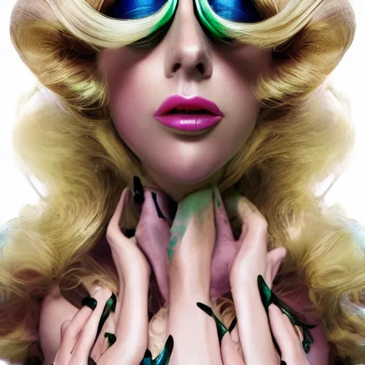 Image similar to lady gaga artpop act 2 album cover shot by nick knight, full body, artpop, jeff koons, canon, highly realistic. high resolution. highly detailed. dramatic. 8 k. 4 k.