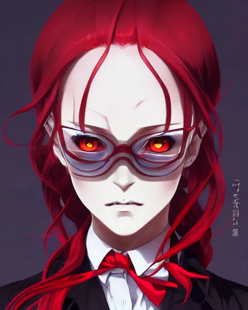 Prompt: portrait of a anime vampire woman in a white shirt with a red tie, red and white, anime eyes, flowing red hair, face, extremely detailed, smooth, digital illustration, by, kuvshinov ilya, james jean, by rossdraws, frank franzzeta, sakimichan, jeremy lipking