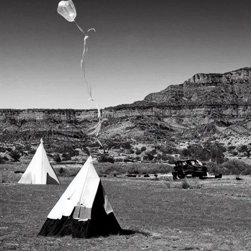 Image similar to black and white television movie, cowboys and indians, ice, black balloons, canyon, ambush smoke signals, blood brothers