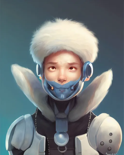 Image similar to character concept art of a cute young male anthropomorphic furry cyborg | | cute - fine - face, pretty face, key visual, realistic shaded perfect face, fine details by stanley artgerm lau, wlop, rossdraws, james jean, andrei riabovitchev, marc simonetti, and sakimichan, trending on artstation