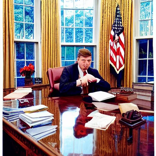 Image similar to spagett hiding in the oval office