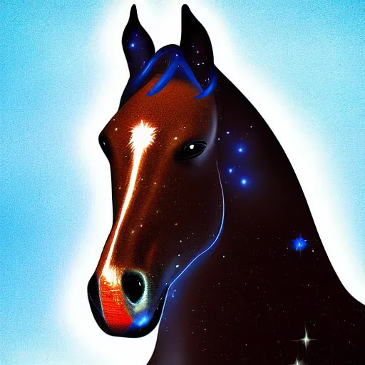 Prompt: horse in space digital art