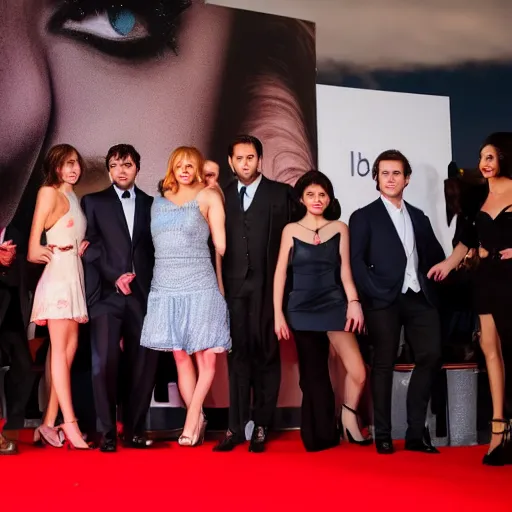 Prompt: photography of beautiful people at a red carpet premiere, big eyes, good looking, 4 k realistic