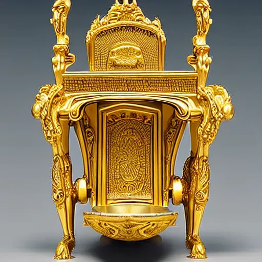 Image similar to a toilet made from solid gold. highly detailed, ornate, photorealistic