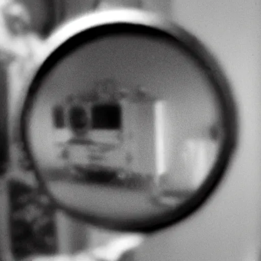 Image similar to pinhole photo selfie taken with matchbox in a broken mirror