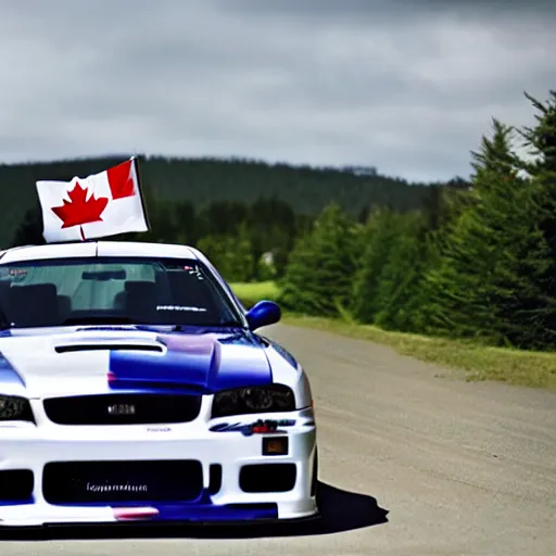 Prompt: skyline r34 Canada flag paintwork, photography, realistic, detailed