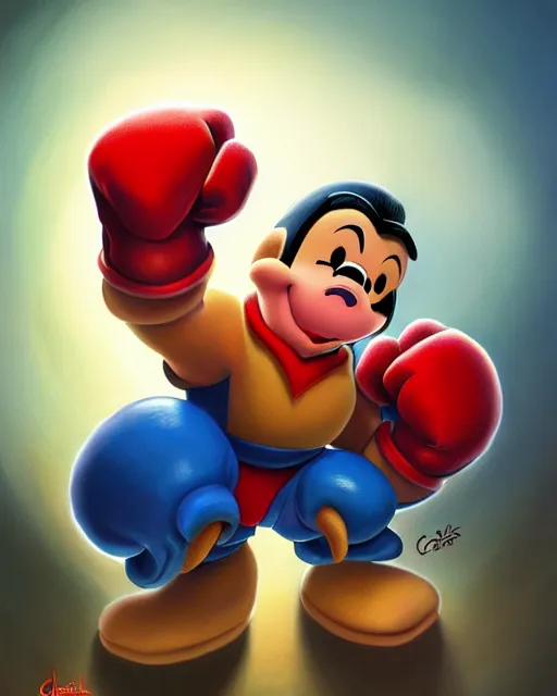 Image similar to a tiny kid with two huge powerful fist gauntlets, smooth, intricate, elegant, digital painting, artstation, concept art, sharp focus, illustration, art by carl barks,