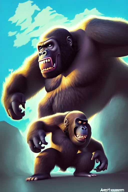 Prompt: isometric King Kong by Artgerm and WLOP, Pixiv