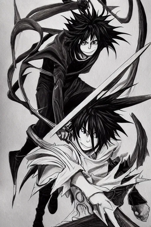 Prompt: full body demon slayer portrait drawn Tite Kubo and Kubo Tite, fighting pose,inspired by Death Note 2003 manga,intricate detail, photorealistic style, intricate detailed oil painting, detailed illustration, oil painting, painterly feeling, sharp high detail,sharp high detail face