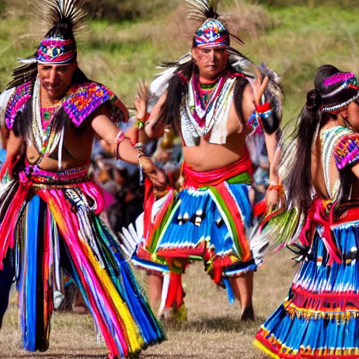 Prompt: danza azteca dancers