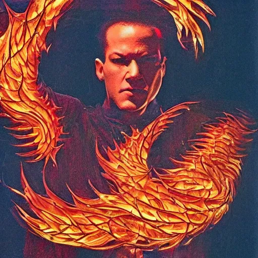 Prompt: A beautiful kinetic sculpture of a a bright and fiery soul a power to do great things; but I fear you may one day unleash such a tempest of fire that you may consume yourself, and all the world around you. the matrix by Franklin Booth, by Jeff Wall dignified