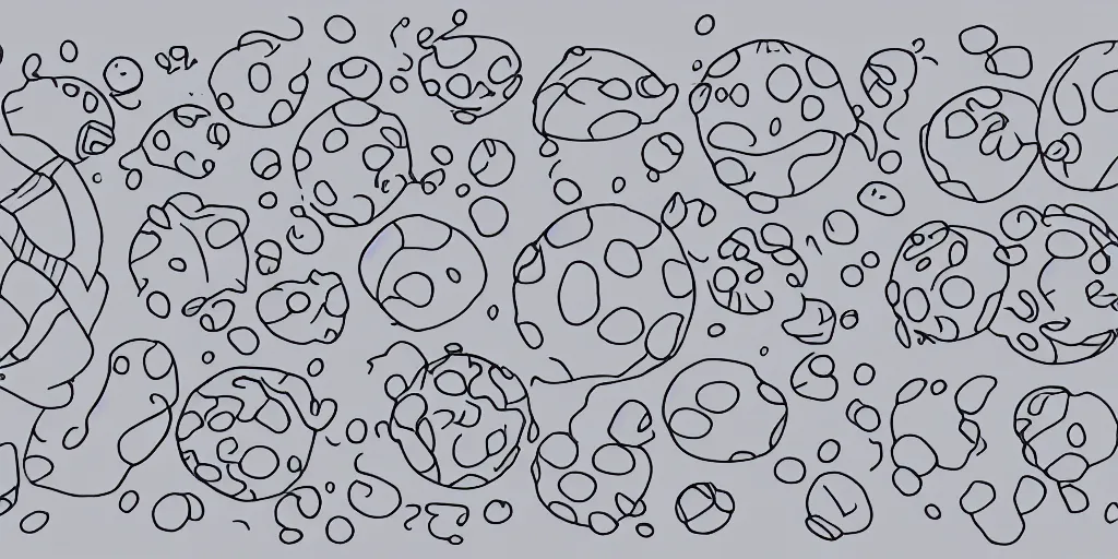Image similar to animation frames sequence board of a bouncy ball drawn with pen