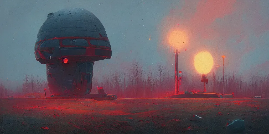 Prompt: the destroyer of worlds, art by simon stalenhag