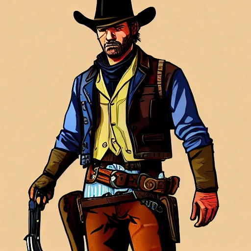 Arthur Morgan from Red Dead Redemption 2 drawn in the, Stable Diffusion