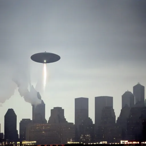 Prompt: UFO crashing into World trade center