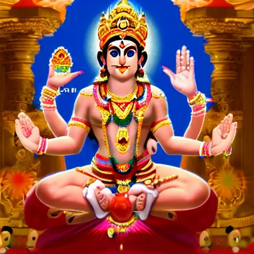 Image similar to supermario as durga hindu god with many arms sprawled out behind her,