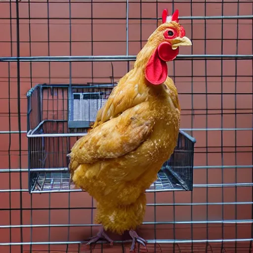 Image similar to chicken dressed as an inmate