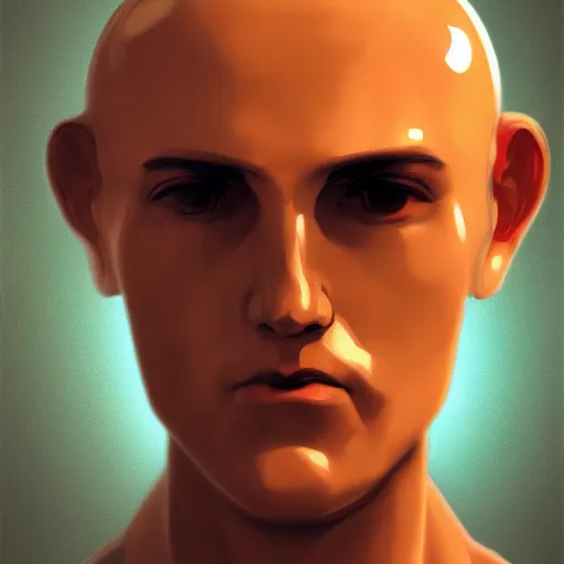 Image similar to close - up portrait of robot policemen from thx 1 1 3 8, by ilya kuvshinov, by thomas lawrence, by bayard wu, trending on artstation, masterpiece