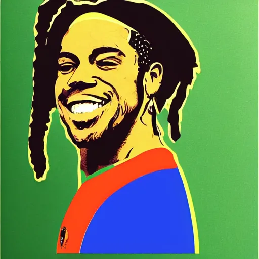 side view portrait of ronaldinho smiling, screen print | Stable ...
