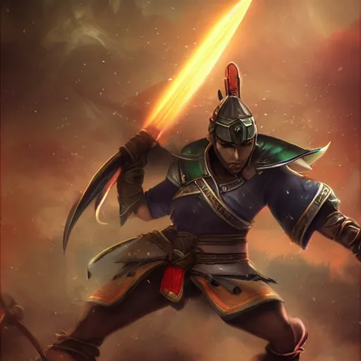 Image similar to shiba inu samurai warrior as a league of legends character, michael maurino, alex flores, paul kwon, cinematic, highly detailed, concept art, 3 d cgi, dramatic lighting, focus, smooth, heroic, hyper realistic background, in the style of league of legends, lol