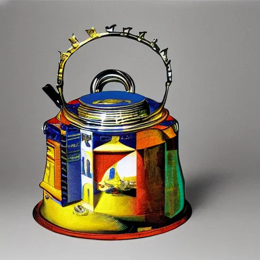 Image similar to this weekend at. xix chancery # pixelart colorful colossal new york pasta kettle, by artemisia gentileschi and yves klein, concept art, movie poster refracting alien life v