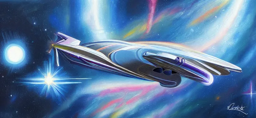 Image similar to beautiful masterpiece painting of spaceship in space, Gallante Thantos Carrier, by juan ortiz 8k