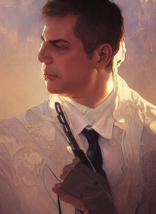 Prompt: beautiful benjamin netanyahu, intricate, elegant, highly detailed, digital painting, artstation, concept art, matte, sharp focus, illustration, art by artgerm and greg rutkowski and alphonse mucha