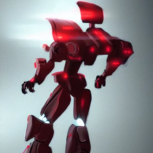 Prompt: bipedal mech red and white accents volumetric light detailed concept art sharp focus coherent