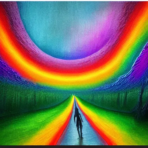 Image similar to rainbow forest trending on art station