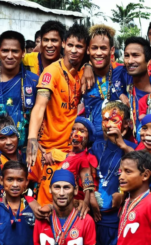 Image similar to neymar jr. with muori face tribals