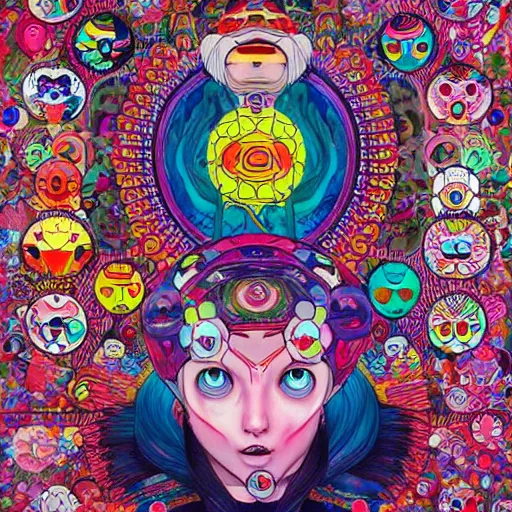 Prompt: DMT City by Martine Johanna and Takashi Murakami, digital art