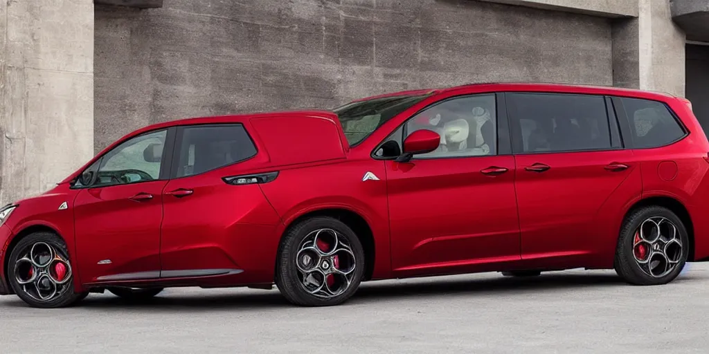 Image similar to “2022 Alfa Romeo Minivan, red”