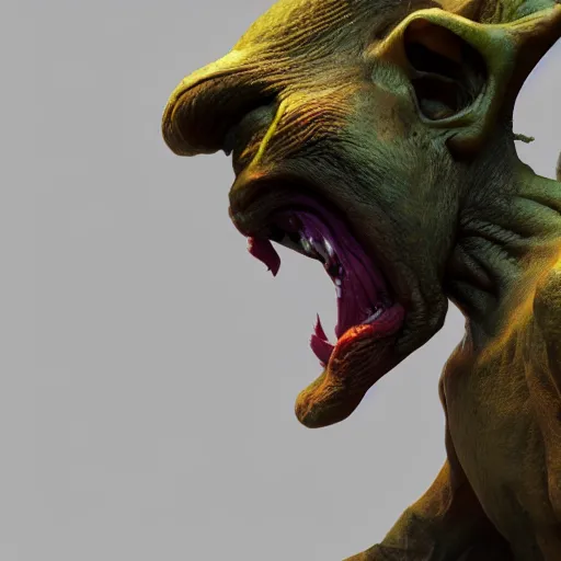 Image similar to a goblin picking his nose, in the style of lord of the rings and boris valejo, fantasy, hyperrealistic, detailed, octane render