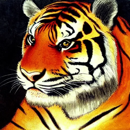 Prompt: painting of tiger by Leonardo da Vinci