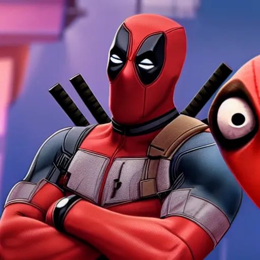 Image similar to Deadpool As seen in Pixar animated movie Monsters Inc. 4K quality super realistic