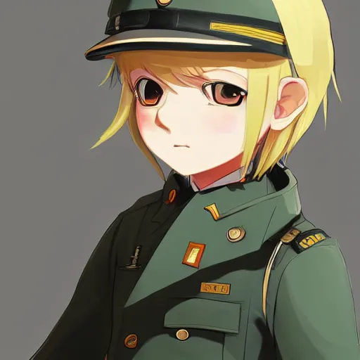 Prompt: beautiful little blonde boy in nazi uniform. made in abyss art style, inspired by kris from deltarrune, cute detailed artwork, anatomically correct, soft details, ilya kuvshinov, reflection, perfect composition, portrait, illumination, digital art, detailed anime soft face, symmetrical face, western comic, illustration, realistic