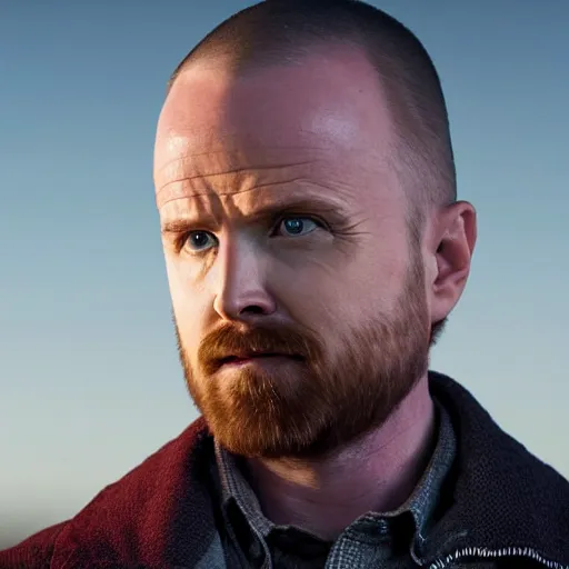 Image similar to Live Action Still of Aaron Paul dressed as and playing Walter White in Breaking Bad, real life, hyperrealistic, ultra realistic, realistic, highly detailed, epic, HD quality, 8k resolution, body and headshot, film still