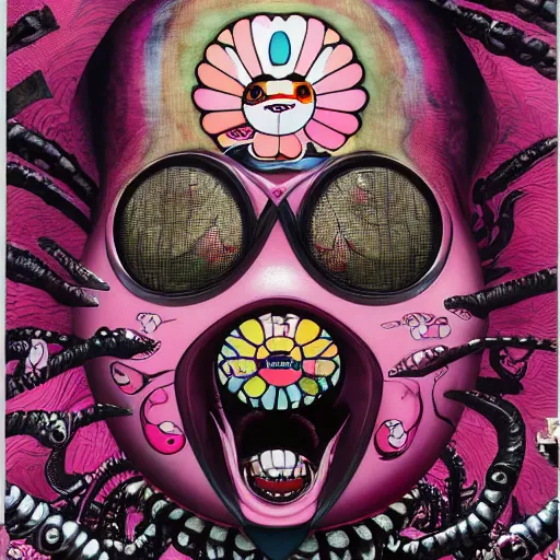 Image similar to pink scream by takashi murakami and h.r. giger, intricately detailed artwork, full 8k high quality resolution, recently just found unknown masterpiece